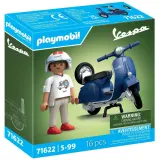 Игровой набор Playmobil 71622 Мотороллер Vespa 150 Sprint Veloce 1969 синий 71622 16 деталей — фото 1