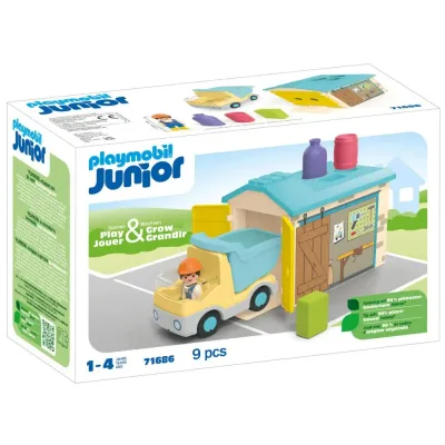 Playmobil Junior 71686 Грузовик с гаражом и сортировкой 9 деталей