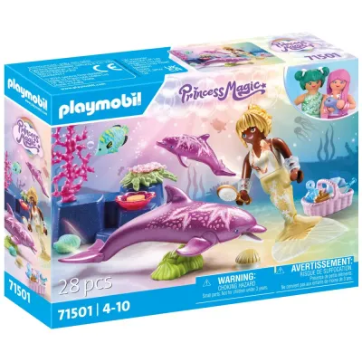 Игровой набор Playmobil 71501 Русалочка с дельфинами Princess Magic 71501 28 деталей