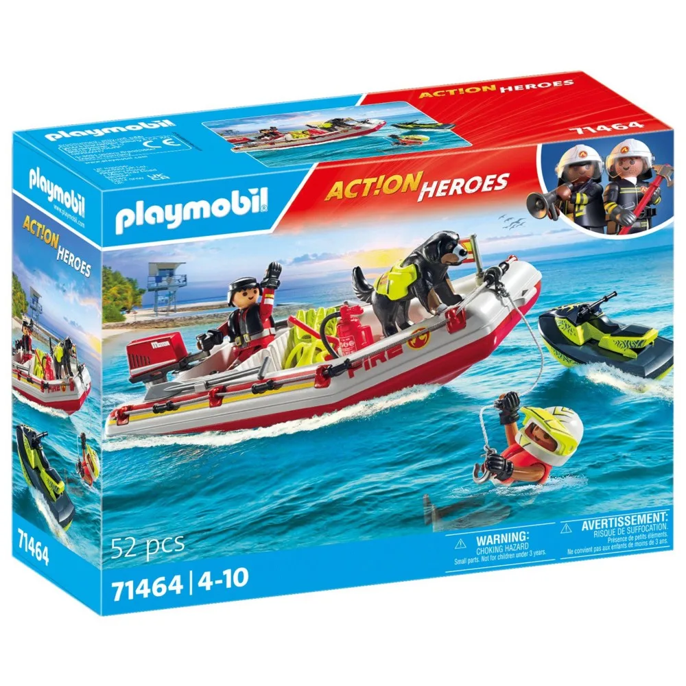 Игровой набор Playmobil 71464 Пожарный катер с гидроциклом 71464 52 детали