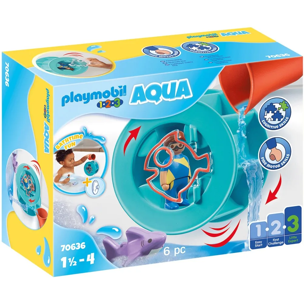 Playmobil 70636 1.2.3 Водяная мельница с акулёнком 6 деталей