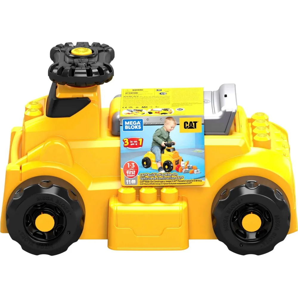 Fisher Price HDJ29 — Детская машинка-каталка Fisher-Price Mega Bloks CAT с 10 кубиками