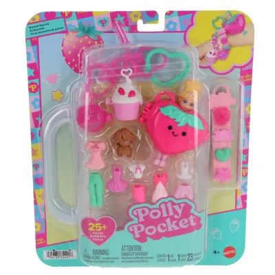 Mattel JKR51 JKR53 — Игровой набор Polly Pocket браслет-брелок Клубника с куколкой JKR53