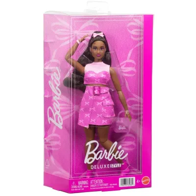 Mattel HYV24 JJN70 — Кукла Barbie Deluxe номер 10 в розовом наряде с бантиками JJN70
