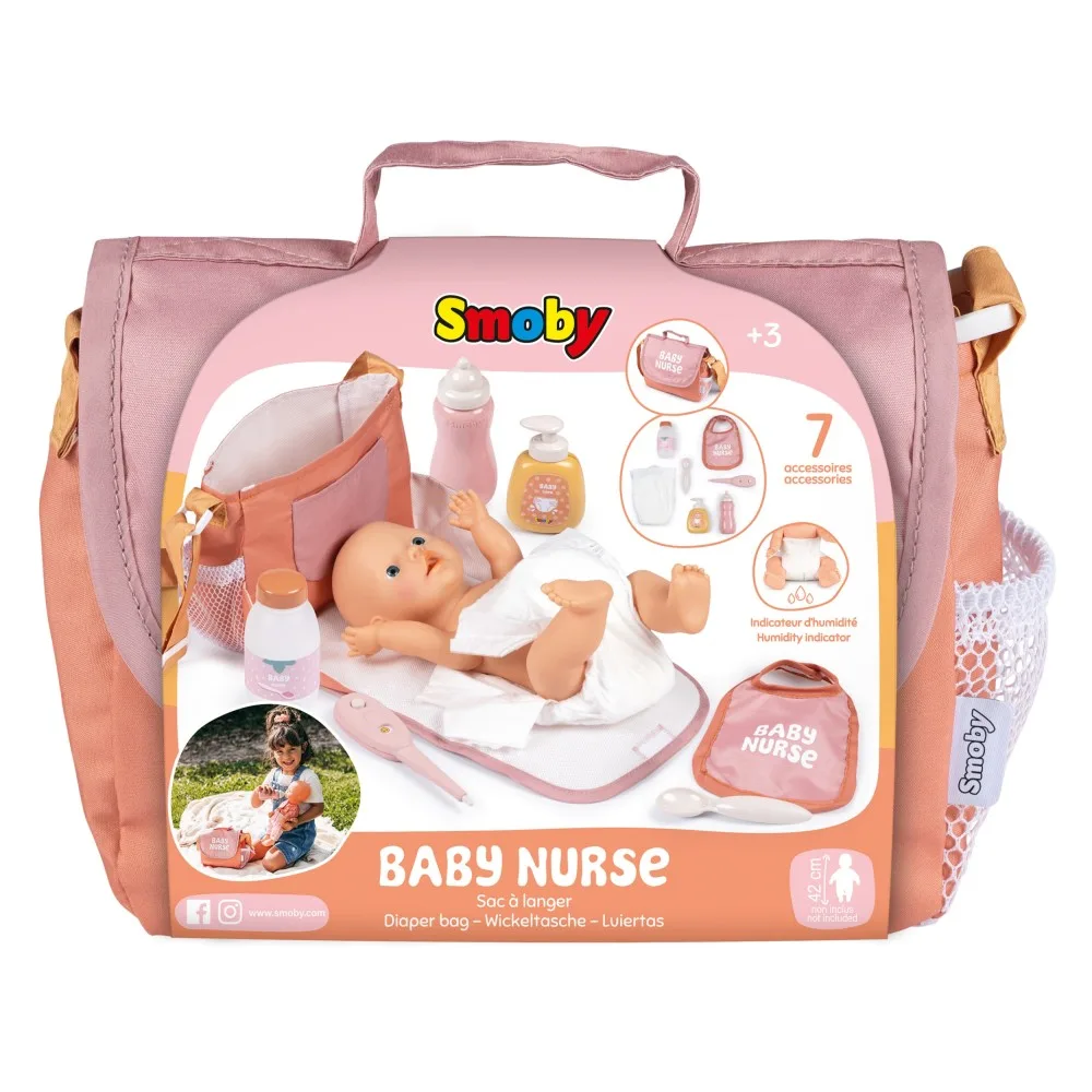 Сумка для пеленания Smoby Baby Nurse 220387 для куклы до 42 см с 7 аксессуарами 220387