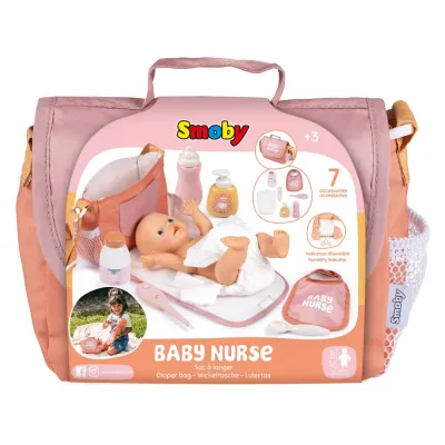 Сумка для пеленания Smoby Baby Nurse 220387 для куклы до 42 см с 7 аксессуарами 220387