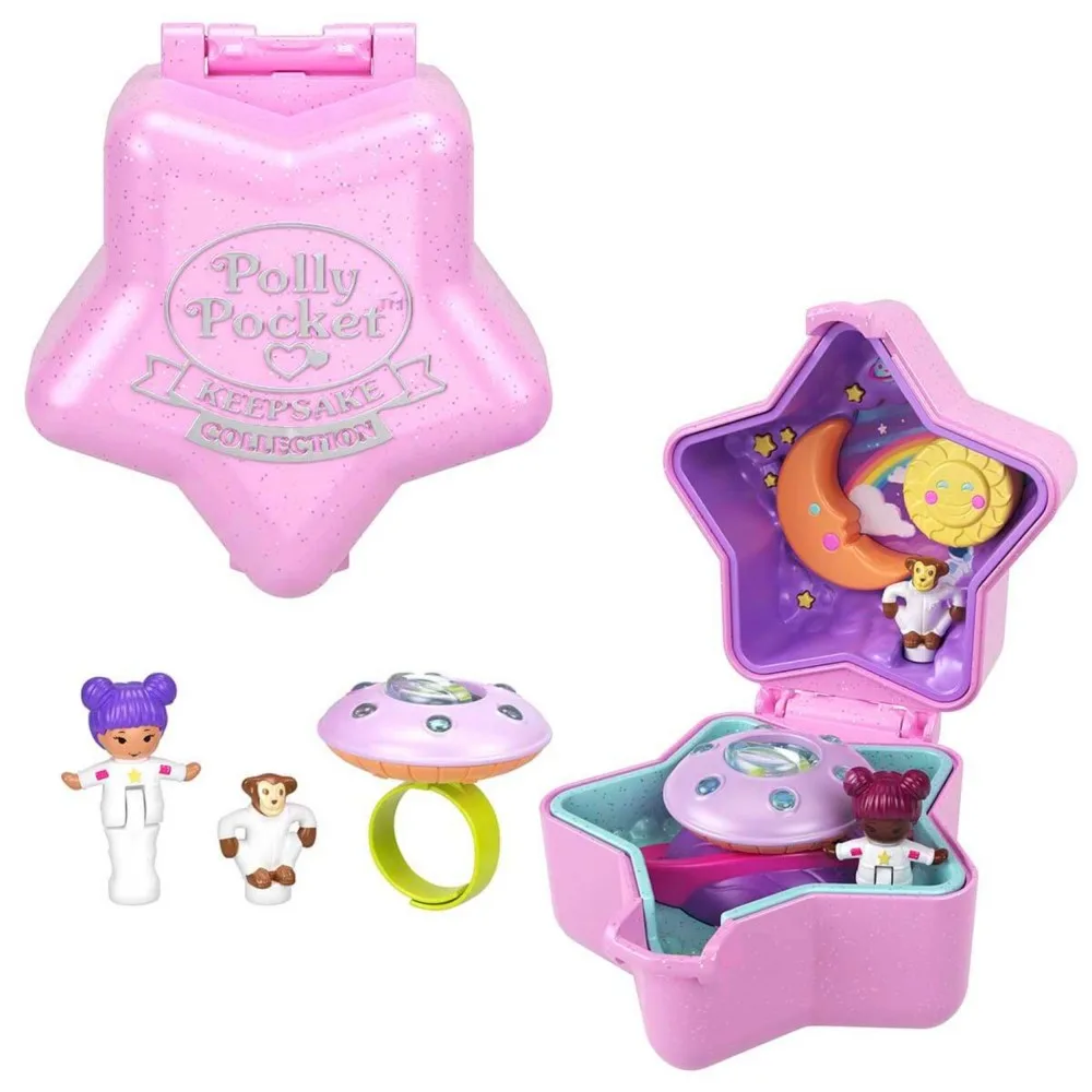 Mattel JCB24 JCB25 — Компактный игровой набор Polly Pocket Звёздочка с колечком и куколкой JCB25