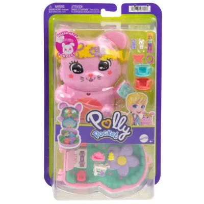 Mattel JFG56 JCR40 — Компактный игровой набор Polly Pocket Кроличье чаепитие с куколкой и аксессуарами JCR40
