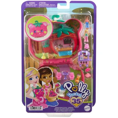 Polly Pocket - Земляничный медвежонок Компактный набор 2 куклы + аксессуары HRD35