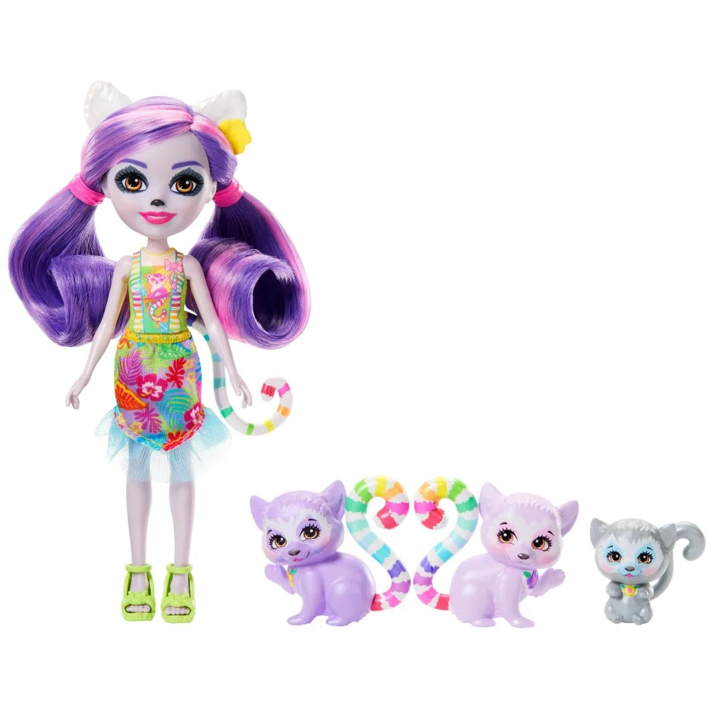 Mattel GJX43 HRX86 — Кукла Enchantimals Лоринда Лемур с фигурками животных Семья лемуров HRX86