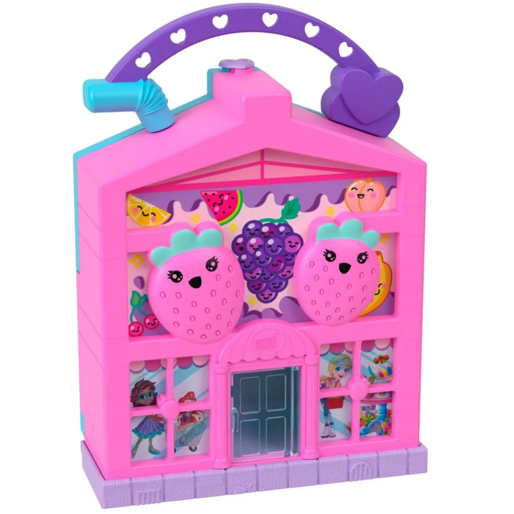 Mattel HRD45 — Игровой набор Polly Pocket Фруктовый супермаркет переносной с аксессуарами HRD45