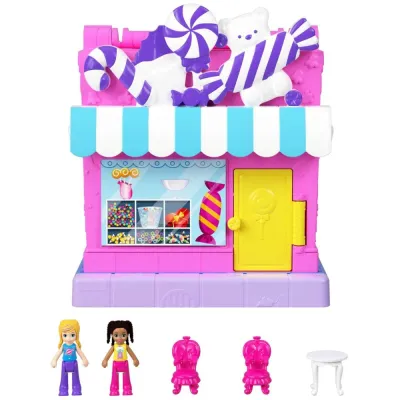 Mattel HNB03 — Компактный игровой набор Polly Pocket Магазин сладостей с 2 куколками HNB03