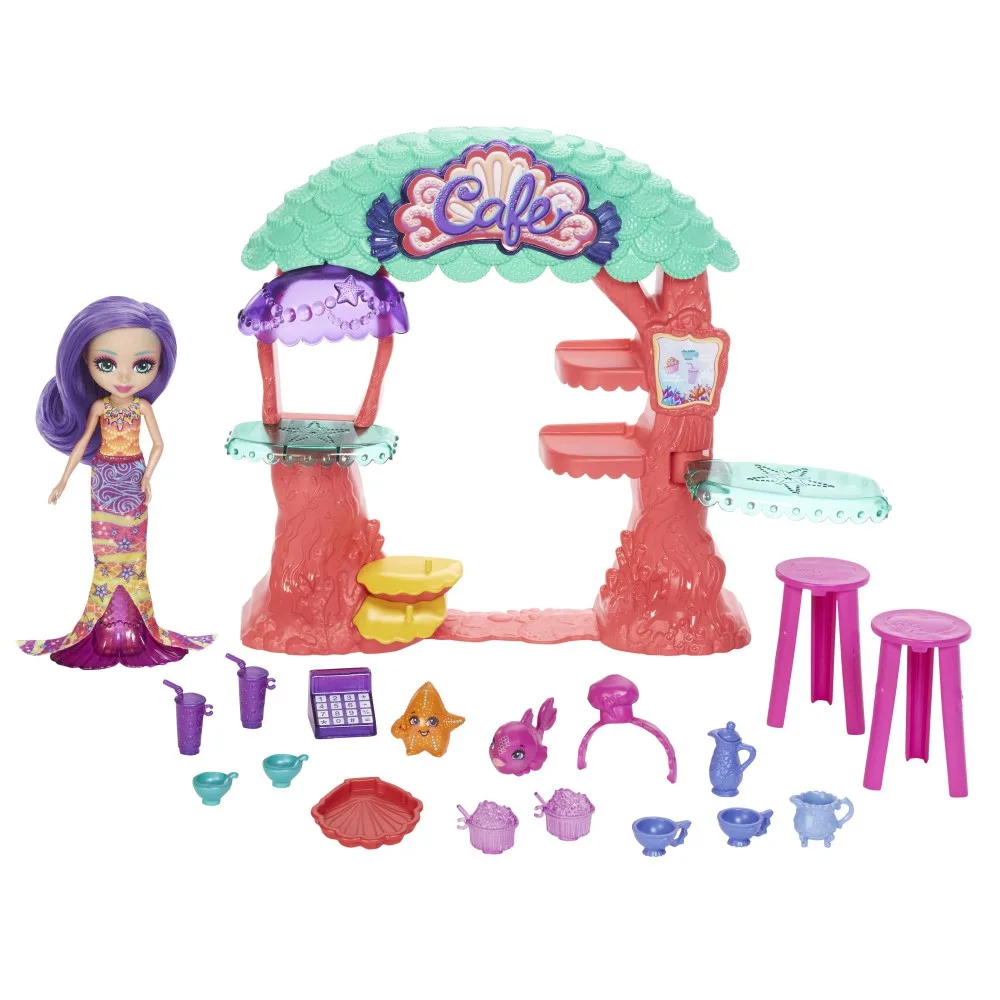 EnchanTimals - Набор Подводное кафе Кукла Мартина Русалка + Рыбка Bubbler и Звезда Морская HCF86