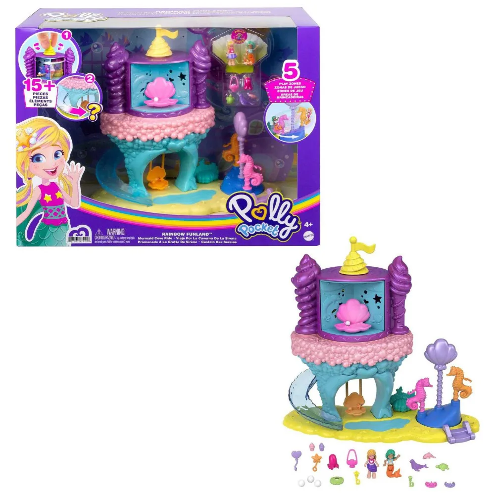 Mattel GYK41 GYK42 — Игровой набор Polly Pocket Луна-парк Бухта русалок с 2 куколками GYK42