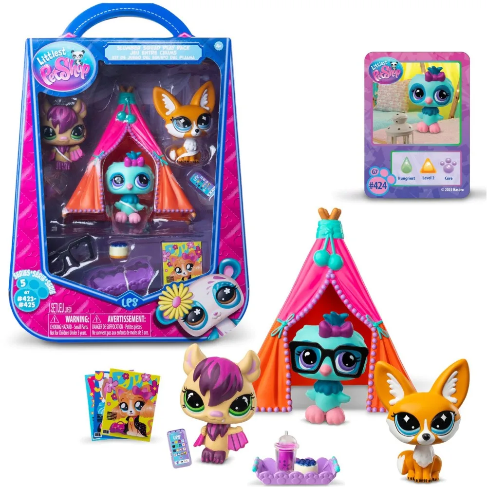 TM Toys LPS01037 — Игровой набор Littlest Pet Shop «Пижамная вечеринка» с тремя зверюшками и аксессуарами