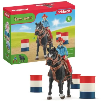 Schleich S 42576 — Набор ковбойка и скачки вокруг бочек