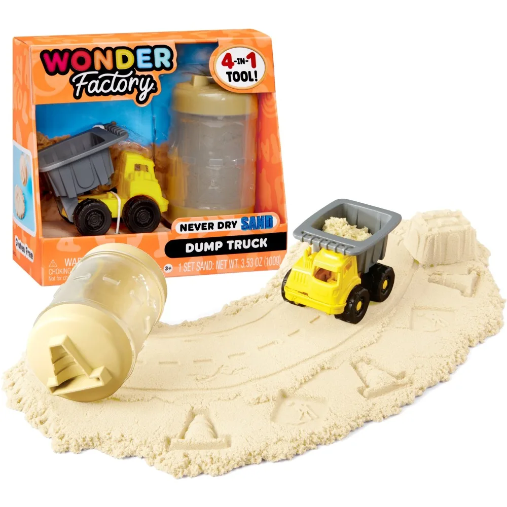MGA Entertainment 595168 532897 — Набор с песком Wonder Factory Строительная машина Never Dry светло-коричневый 532897