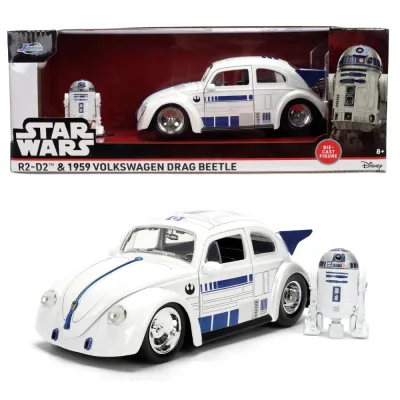 Jada Toys 3369123 — Металлическая машинка 1959 VW Drag Beetle 1:24 + фигурка R2-D2 Star Wars 3369123