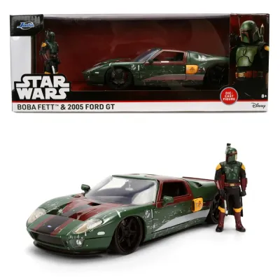 Jada Toys 3369093 — Металлическая машинка Ford GT 2005 1:24 + фигурка Боба Фетт Star Wars 3369093