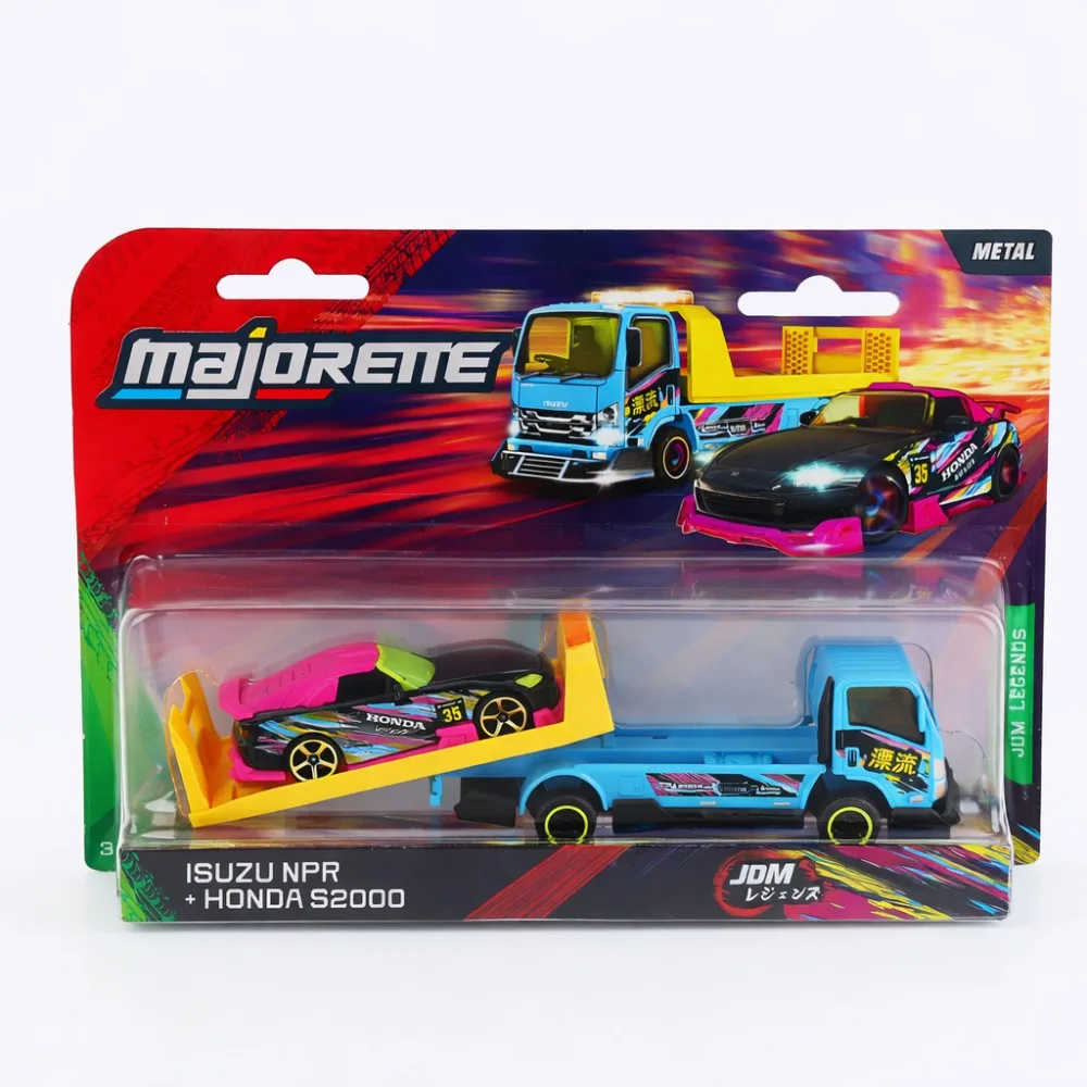 Набор Majorette JDM Legends Isuzu NPR 4103000 3 с Toyota Supra JZA80 на автовозе 4103000