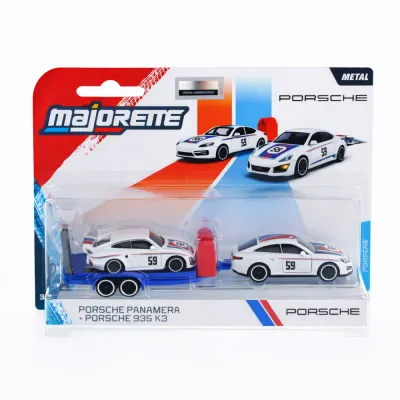 Набор Majorette 2103001 2 Два металлических автомобиля Porsche Panamera 1:64 с автовозом 2103001