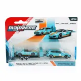 Набор Majorette 2103001 3 Два металлических автомобиля Porsche Taycan 1:64 с автовозом 2103001 — фото 1