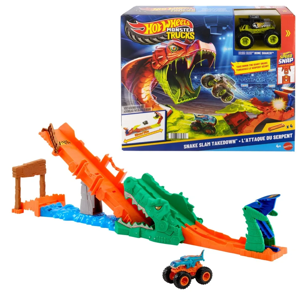 Mattel JJN45 — Трасса Hot Wheels «Монстр-трак: Пасть крокодила» с 1 машинкой JJN45