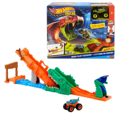 Mattel JJN45 — Трасса Hot Wheels «Монстр-трак: Пасть крокодила» с 1 машинкой JJN45