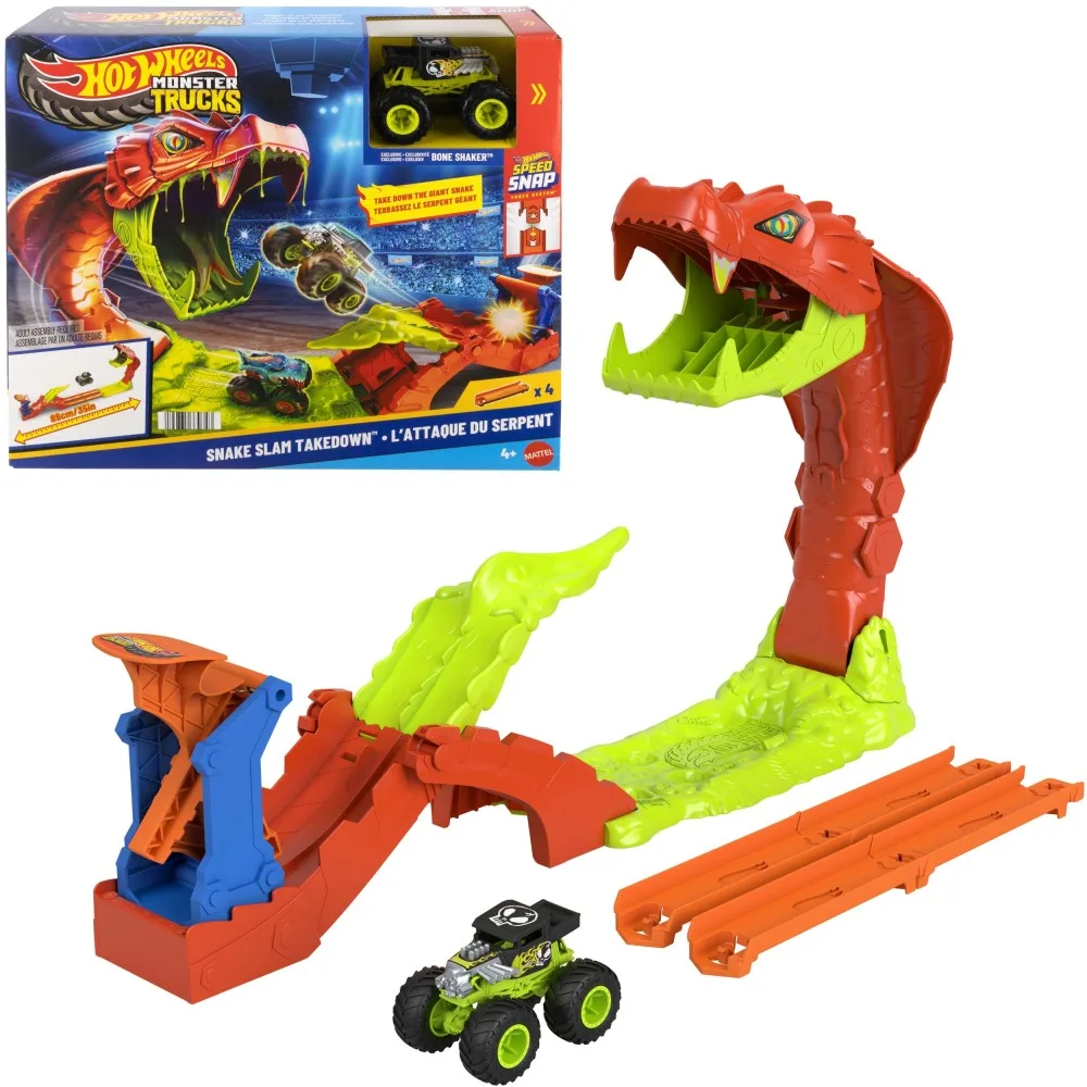 Mattel JJN44 — Трасса Hot Wheels «Монстр-трак: Нокаут змеи» с 1 машинкой JJN44