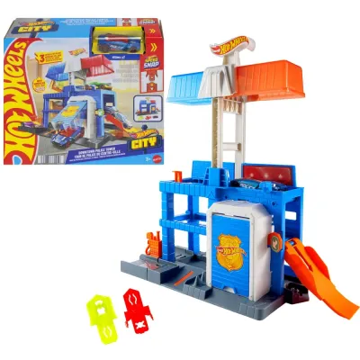 Mattel JHL74 — Трасса Hot Wheels «Многоуровневый полицейский участок» с 1 машинкой JHL74