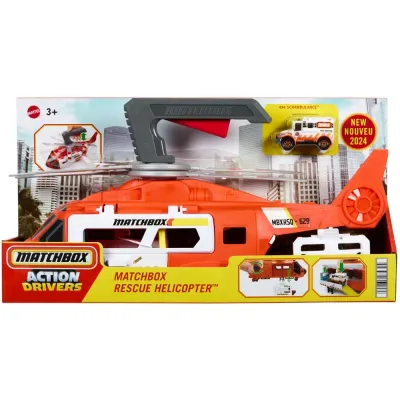 Mattel HXM74 — Спасательный вертолёт Matchbox 2 в 1 Центр спасения 40.5 см HXM74