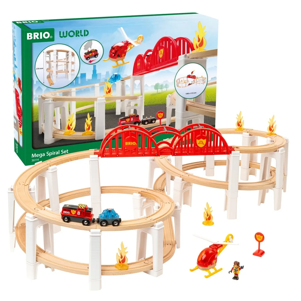 BRIO World - Большая деревянная железная дорога ПОЖАРНАЯ СЛУЖБА Набор MEGA SPIRALA 73 элемента 36114