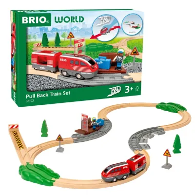 BRIO 36102 «BRIO World Деревянная железная дорога с инерционным поездом, 28 деталей» 36102