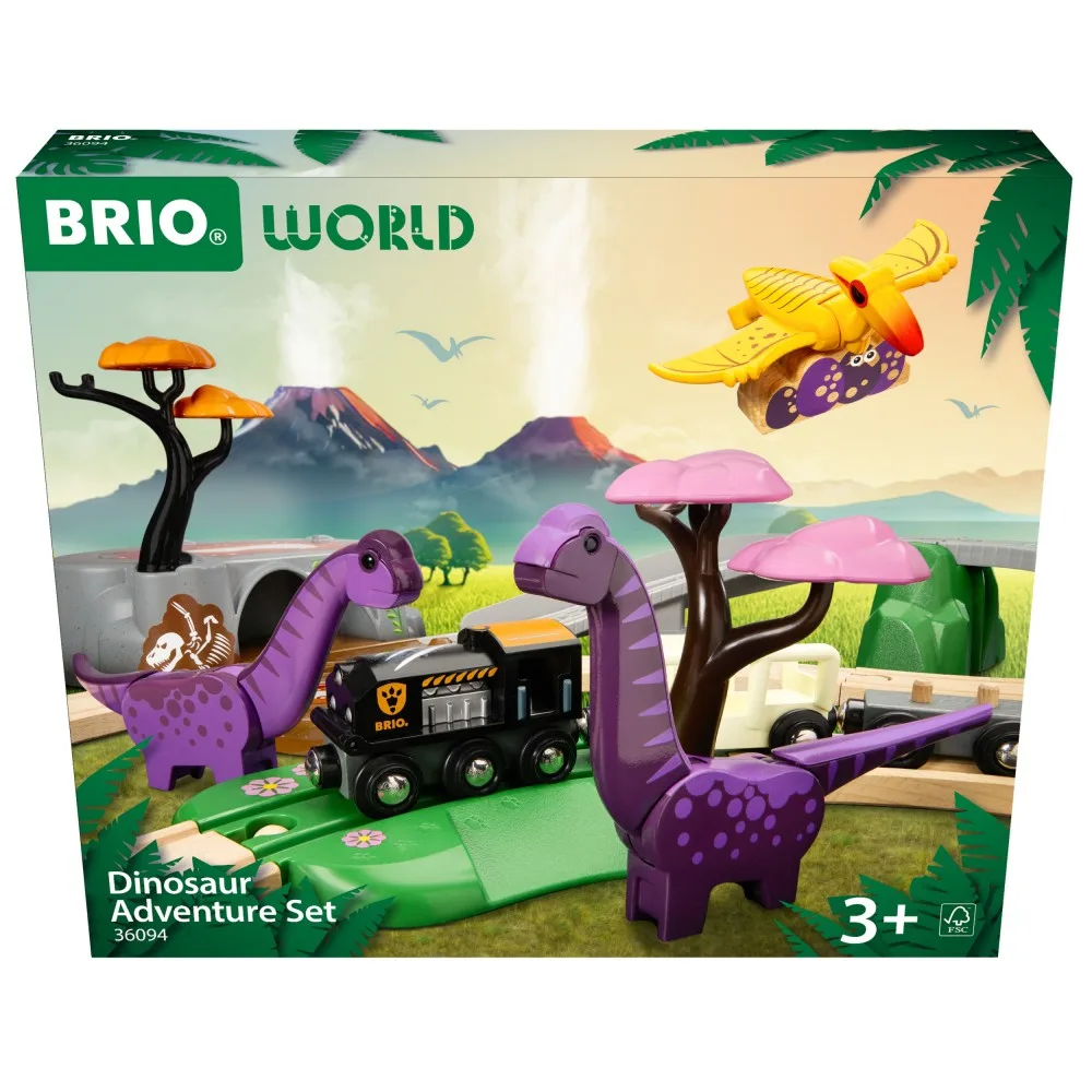 BRIO 36094 «Деревянная железная дорога Dino «Приключение с динозаврами», 21 деталь» 36094