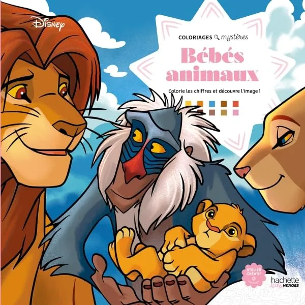 Hachette раскраска по номерам DISNEY - Grand carré mystères Disney - Bébés animaux