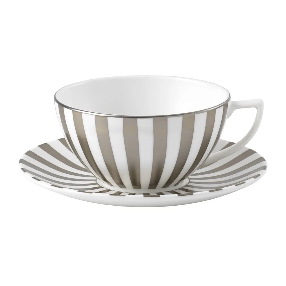 Wedgwood Jasper Conran Platinum 250 мл полосатая чайная чашка с блюдцем 1058023