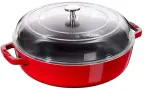 STAUB Сковорода чугунная 28см 3,7л с красной крышкой (2 сорт) 40501-038-5 — фото 1