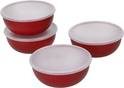 KitchenAid Набор из 4 мисок с крышками Universal 8,5х3,5см, красный ампир KQG177BXERE