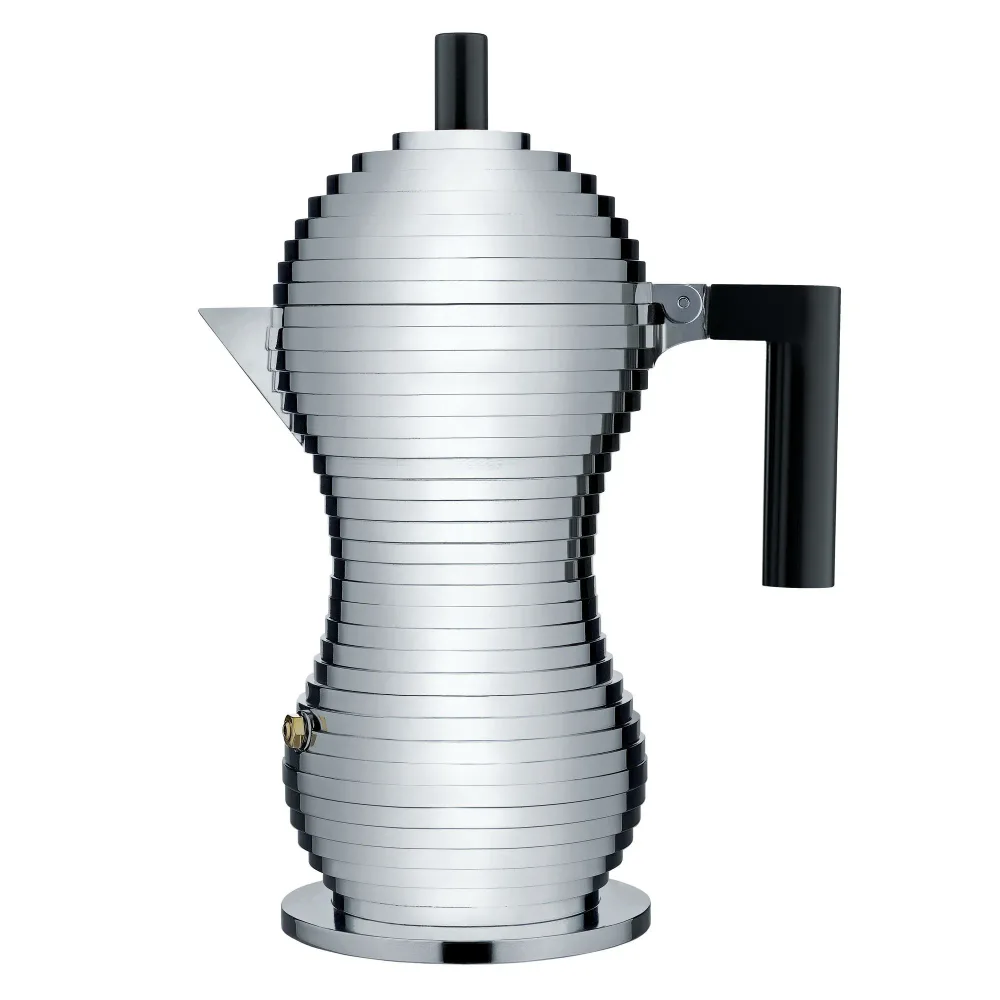 Alessi Алюминиевая турка кофеварка Pulcina на 6 чашек. черная ручка MDL02/6 B