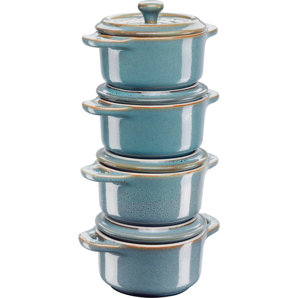 STAUB Набор из 4 мини-кокотниц 200мл 10см античная бирюза 40508-159-0