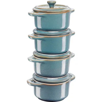 STAUB Набор из 4 мини-кокотниц 200мл 10см античная бирюза 40508-159-0