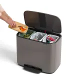 Brabantia Контейнер для мусора Bo 3х11л с сегрегацией, платина 121067 — фото 7