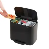 Brabantia Контейнер для мусора Bo 3х11л с сортировкой, черный 121104 — фото 6