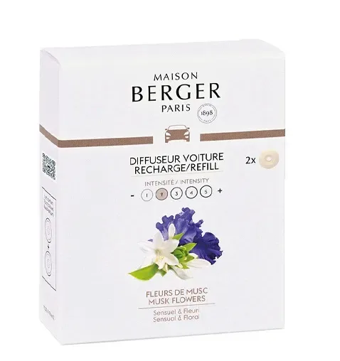 Maison Berger Paris Набор 2 запасных картриджа для автомобильного диффузора с ароматом цветка мускуса. EAN 3127290066008