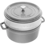 STAUB Чугунная кастрюля Cocotte 24 см 3,8 л со вставкой-пароваркой графит EAN 3272340053535 — фото 1