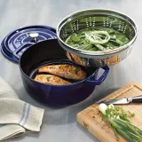 STAUB Чугунная кастрюля Cocotte 24 см 3,8 л со вставкой-пароваркой графит EAN 3272340053535 — фото 3