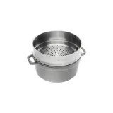 STAUB Чугунная кастрюля Cocotte 24 см 3,8 л со вставкой-пароваркой графит EAN 3272340053535 — фото 8