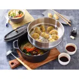 STAUB Чугунная кастрюля Cocotte 24 см 3,8 л со вставкой-пароваркой черная EAN 3272340054372 — фото 2