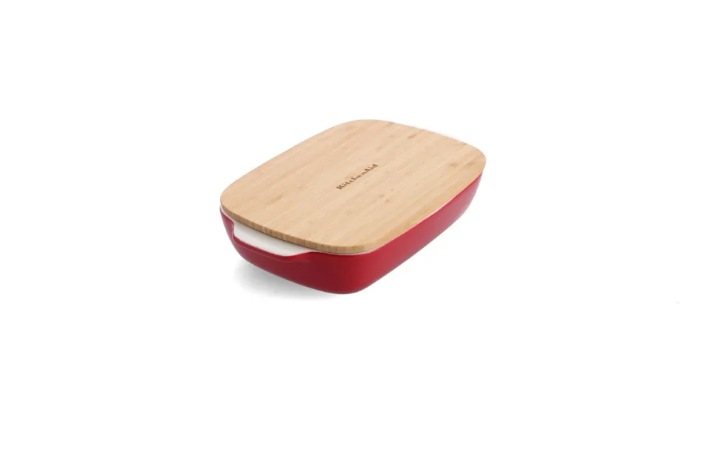 KitchenAid Керамическое блюдо 26x15,5x6,5 см + крышка Империя красный EAN 4894871028609