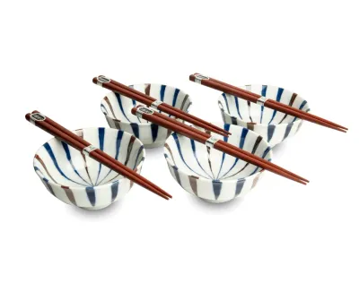 Mensa Home Набор из 4 мисок Stripes 11,5x5,5 см + палочки для еды EAN 00966207
